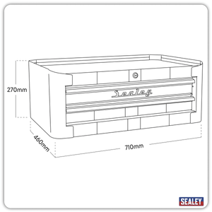 Sealey AP28102BWS Premier™ Retro Style Mid-Box Tool Chest 2 Drawer - Blue with White Stripes - AP28102BWS - Sealey Tools UK - Trade Counter Direct