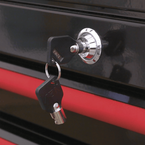 Sealey AP28104BR Premier™ Retro Style Topchest 4 Drawer - Black with Red Anodised Drawer Pulls - AP28104BR - Sealey Tools UK - Trade Counter Direct