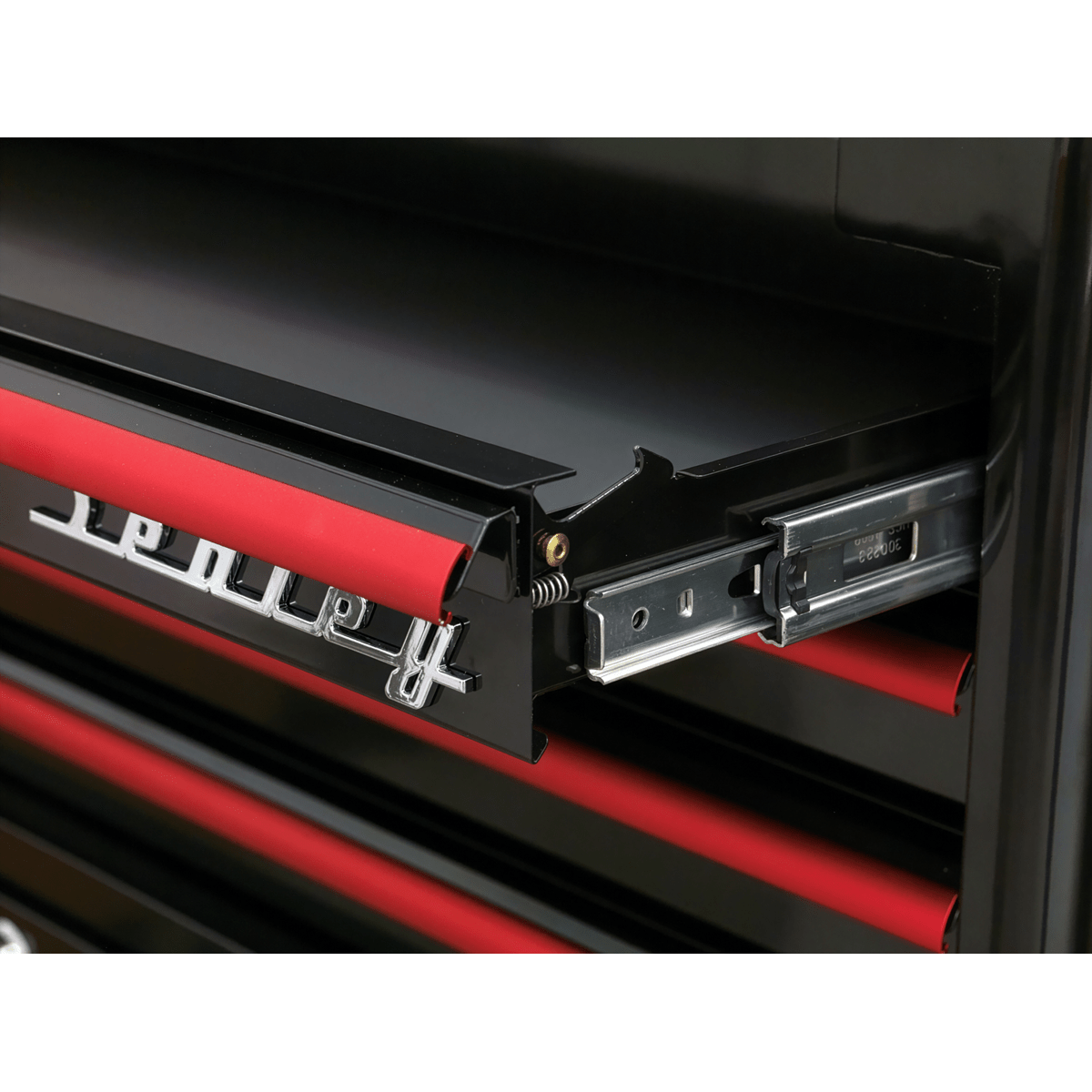Sealey AP28104BR Premier™ Retro Style Topchest 4 Drawer - Black with Red Anodised Drawer Pulls - AP28104BR - Sealey Tools UK - Trade Counter Direct