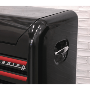 Sealey AP28104BR Premier™ Retro Style Topchest 4 Drawer - Black with Red Anodised Drawer Pulls - AP28104BR - Sealey Tools UK - Trade Counter Direct