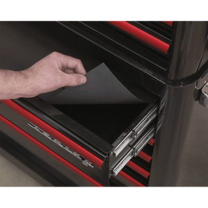 Sealey AP28204BR Premier™ Retro Style Rollcab 4 Drawer - Black with Red Anodised Drawer Pulls - AP28204BR - Sealey Tools UK - Trade Counter Direct