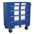 Sealey AP28204BWS Rollcab 4 Drawer Retro Style - Blue with White Stripes - AP28204BWS - Sealey Tools UK - Trade Counter Direct