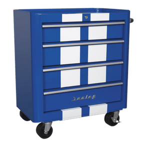 Sealey AP28204BWS Rollcab 4 Drawer Retro Style - Blue with White Stripes - AP28204BWS - Sealey Tools UK - Trade Counter Direct