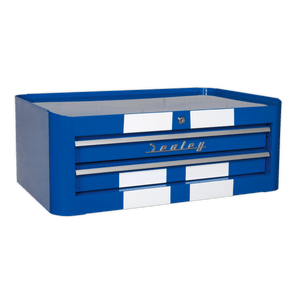 Sealey AP28COMBO2BWS Premier™ Retro Style Topchest, Mid-Box Tool Chest & Rollcab Combination 10 Drawer - Blue with White Stripes - AP28COMBO2BWS - Sealey Tools UK - Trade Counter Direct