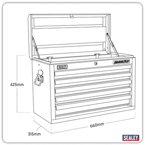 Sealey AP33059 Superline PRO® Topchest 5 Drawer - Red - AP33059 - Sealey Tools UK - Trade Counter Direct