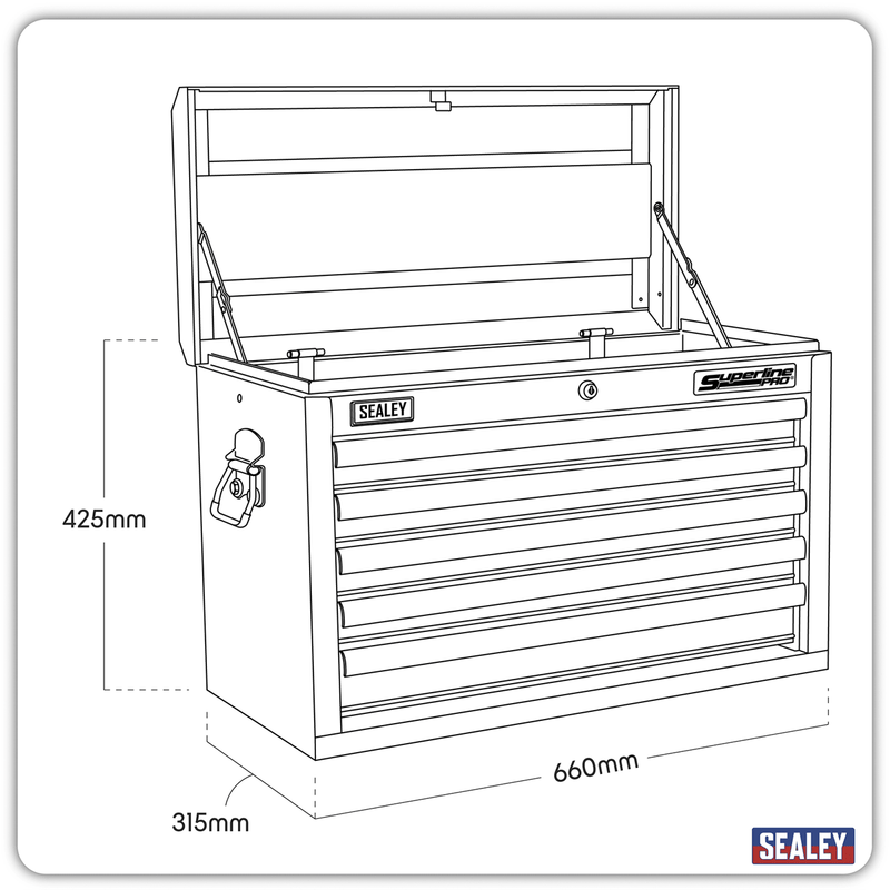 Sealey AP33059B Superline PRO® Topchest 5 Drawer - Black - AP33059B - Sealey Tools UK - Trade Counter Direct
