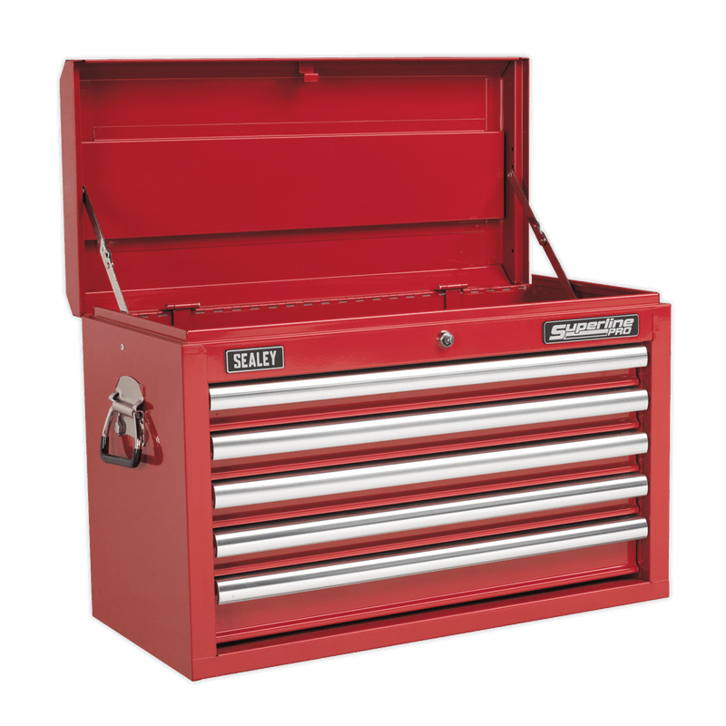 Sealey AP33059COMBO Superline PRO® Topchest 5 Drawer with 139pc Tool Kit - Red - AP33059COMBO - Sealey Tools UK - Trade Counter Direct