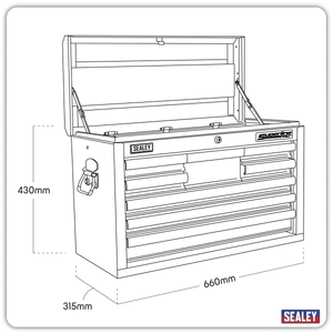 Sealey AP33089B Superline PRO® Topchest 8 Drawer - Black - AP33089B - Sealey Tools UK - Trade Counter Direct