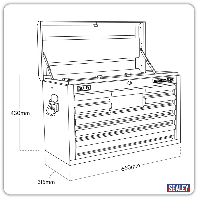 Sealey AP33089B Superline PRO® Topchest 8 Drawer - Black - AP33089B - Sealey Tools UK - Trade Counter Direct