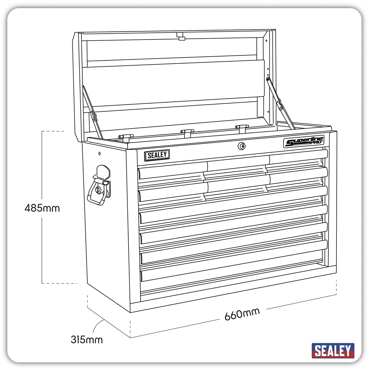 Sealey AP33109 Superline PRO® Topchest 10 Drawer - Red - AP33109 - Sealey Tools UK - Trade Counter Direct
