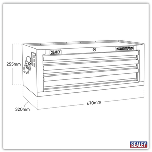 Sealey AP33339B Superline PRO® Mid-Box Tool Chest 3 Drawer - Black - AP33339B - Sealey Tools UK - Trade Counter Direct