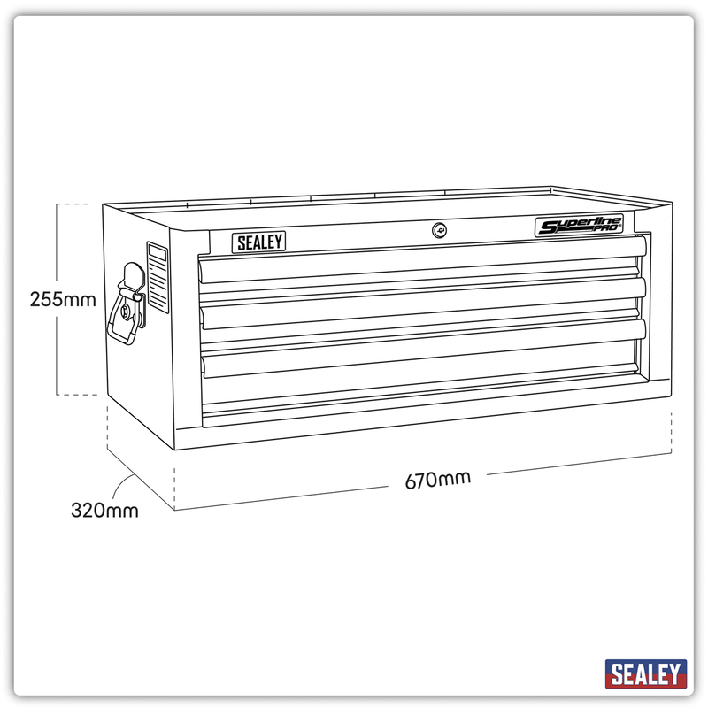 Sealey AP33339B Superline PRO® Mid-Box Tool Chest 3 Drawer - Black - AP33339B - Sealey Tools UK - Trade Counter Direct