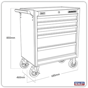 Sealey AP33459 Superline PRO® Rollcab 5 Drawer - Red - AP33459 - Sealey Tools UK - Trade Counter Direct