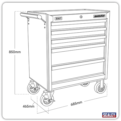 Sealey AP33459 Superline PRO® Rollcab 5 Drawer - Red - AP33459 - Sealey Tools UK - Trade Counter Direct