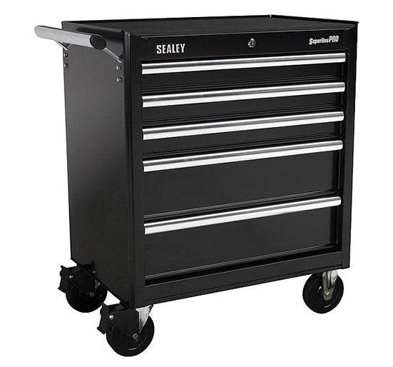 Sealey AP33459B Rollcab 5 Drawer with Ball Bearing Runners - Black - Tool Chests - SLY-15504 - Sealey Tools UK - Trade Counter Direct