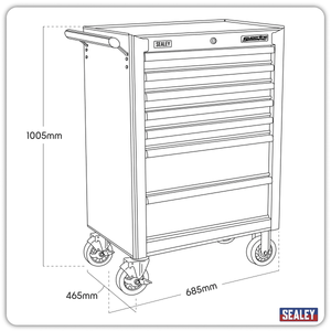 Sealey AP33479 Superline PRO® Rollcab 7 Drawer - Red - AP33479 - Sealey Tools UK - Trade Counter Direct