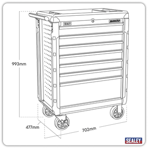 Sealey AP3407 Superline PRO® Rollcab 7 Drawer - Red - AP3407 - Sealey Tools UK - Trade Counter Direct