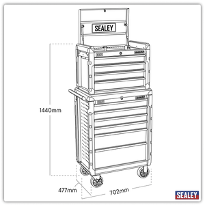 Sealey AP3410STACK Superline PRO® Topchest & Rollcab Combination 10 Drawer - AP3410STACK - Sealey Tools UK - Trade Counter Direct