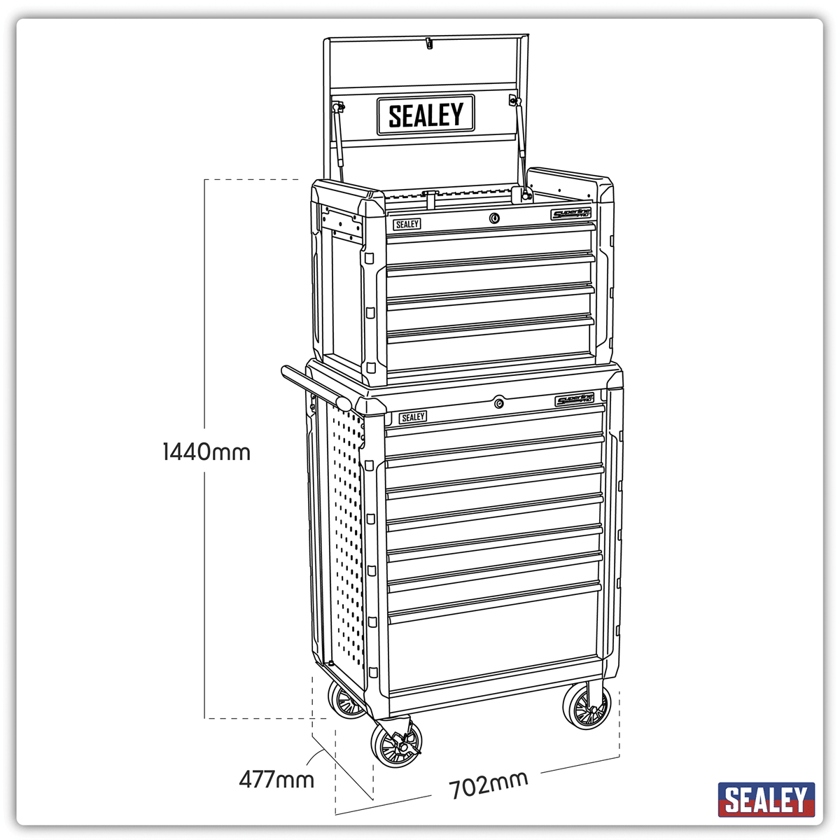 Sealey AP3411STACK Superline PRO® Topchest & Rollcab Combination 11 Drawer - AP3411STACK - Sealey Tools UK - Trade Counter Direct