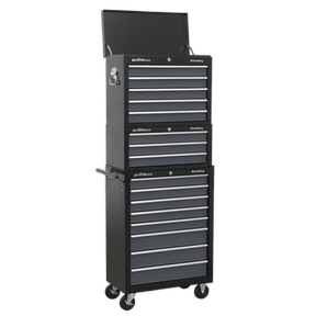 Sealey AP35STACK Tool Chest Combination 16 Drawer with Ball Bearing Slides - Black/Grey - AP35STACK - Sealey Tools UK - Trade Counter Direct