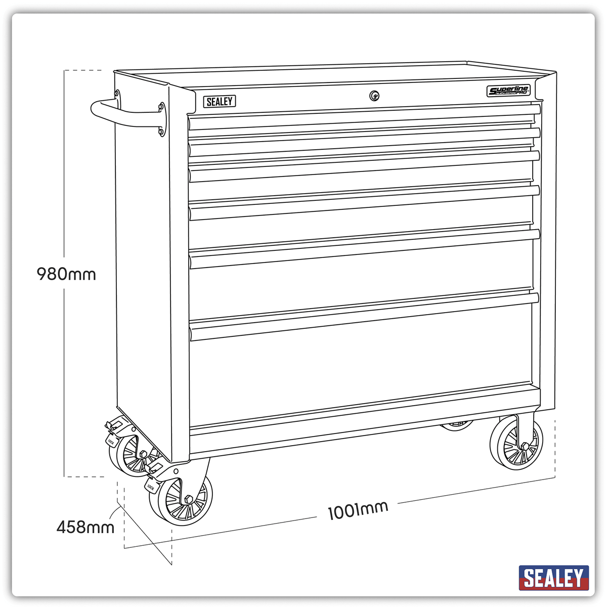 Sealey AP3606BE Superline PRO® Black Edition Rollcab with 6 Soft Close Drawers 915mm - AP3606BE - Sealey Tools UK - Trade Counter Direct