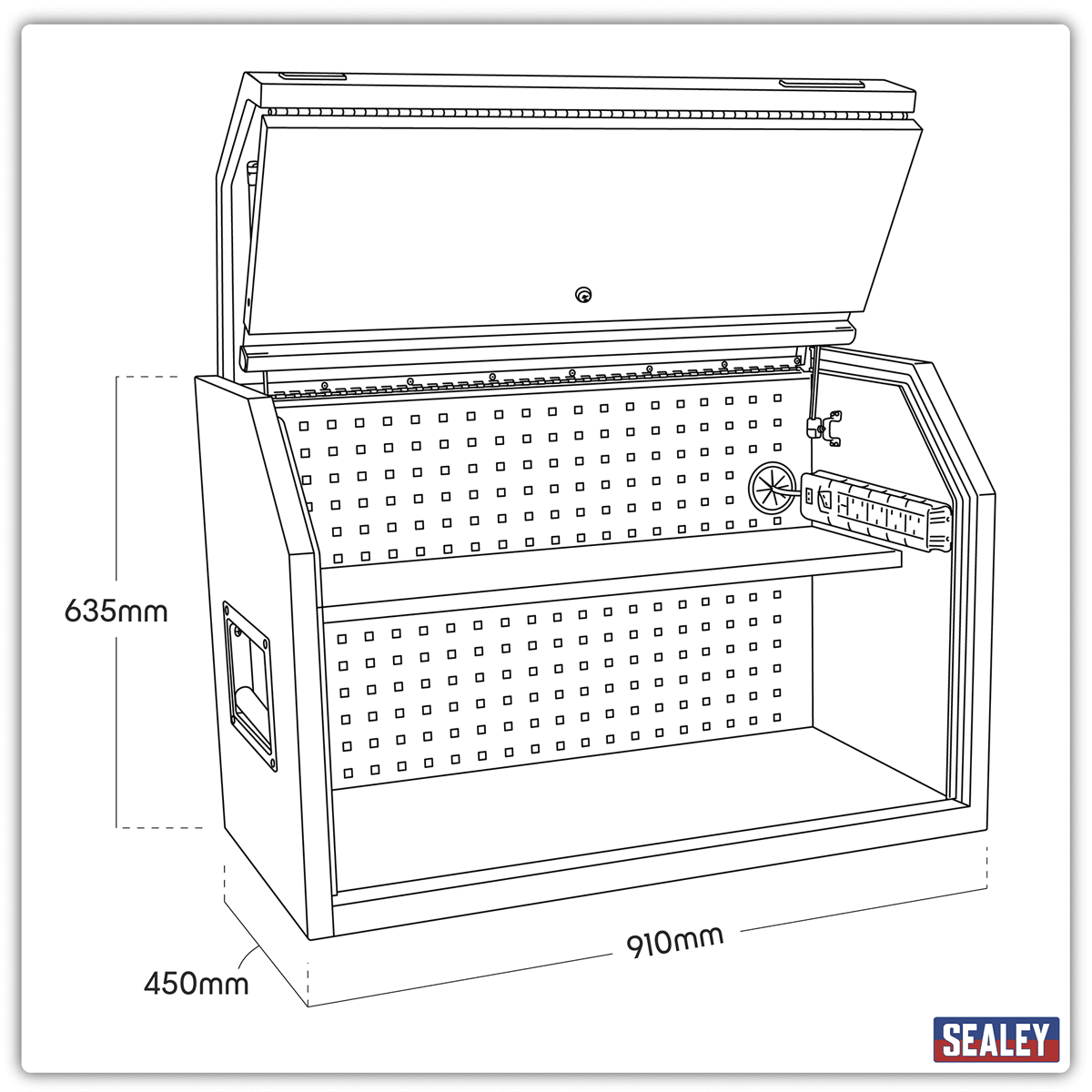 Sealey AP36HBE Superline PRO® Toolbox Hutch with Power Bar 910mm - AP36HBE - Sealey Tools UK - Trade Counter Direct