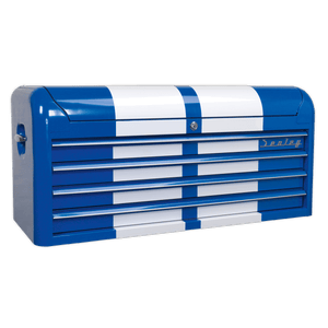 Sealey AP41104BWS Premier™ Retro Style Wide Topchest 4 Drawer - Blue with White Stripes - AP41104BWS - Sealey Tools UK - Trade Counter Direct