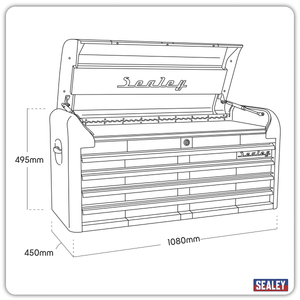 Sealey AP41104BWS Premier™ Retro Style Wide Topchest 4 Drawer - Blue with White Stripes - AP41104BWS - Sealey Tools UK - Trade Counter Direct