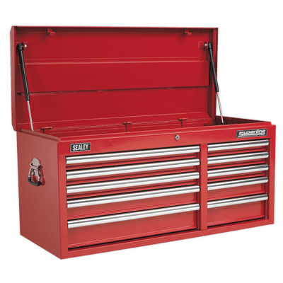 Sealey AP41110 Superline PRO® Heavy-Duty Topchest 10 Drawer - Red - AP41110 - Sealey Tools UK - Trade Counter Direct
