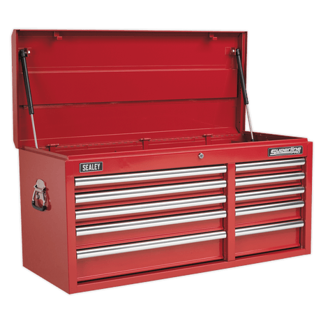 Sealey AP41110 Superline PRO® Heavy-Duty Topchest 10 Drawer - Red - AP41110 - Sealey Tools UK - Trade Counter Direct