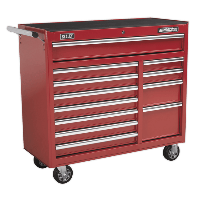 Sealey AP41120 Rollcab 12 Drawer with Ball Bearing Slides Heavy - Duty - Red - AP41120 - Sealey Tools UK - Trade Counter Direct