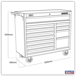 Sealey AP41120B Superline PRO® Heavy-Duty Rollcab 12 Drawer - Black - AP41120B - Sealey Tools UK - Trade Counter Direct