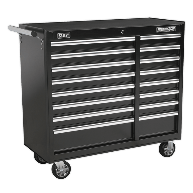 Sealey AP41169B Rollcab 16 Drawer with Ball Bearing Slides Heavy - Duty - Black - AP41169B - Sealey Tools UK - Trade Counter Direct