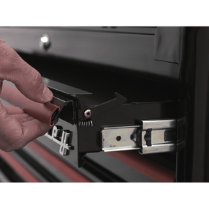 Sealey AP41206BR Premier™ Retro Style Wide Rollcab 6 Drawer - Black with Red Anodised Drawer Pulls - AP41206BR - Sealey Tools UK - Trade Counter Direct