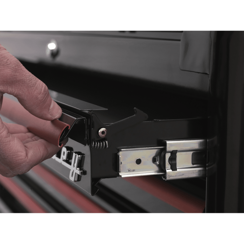 Sealey AP41206BR Premier™ Retro Style Wide Rollcab 6 Drawer - Black with Red Anodised Drawer Pulls - AP41206BR - Sealey Tools UK - Trade Counter Direct