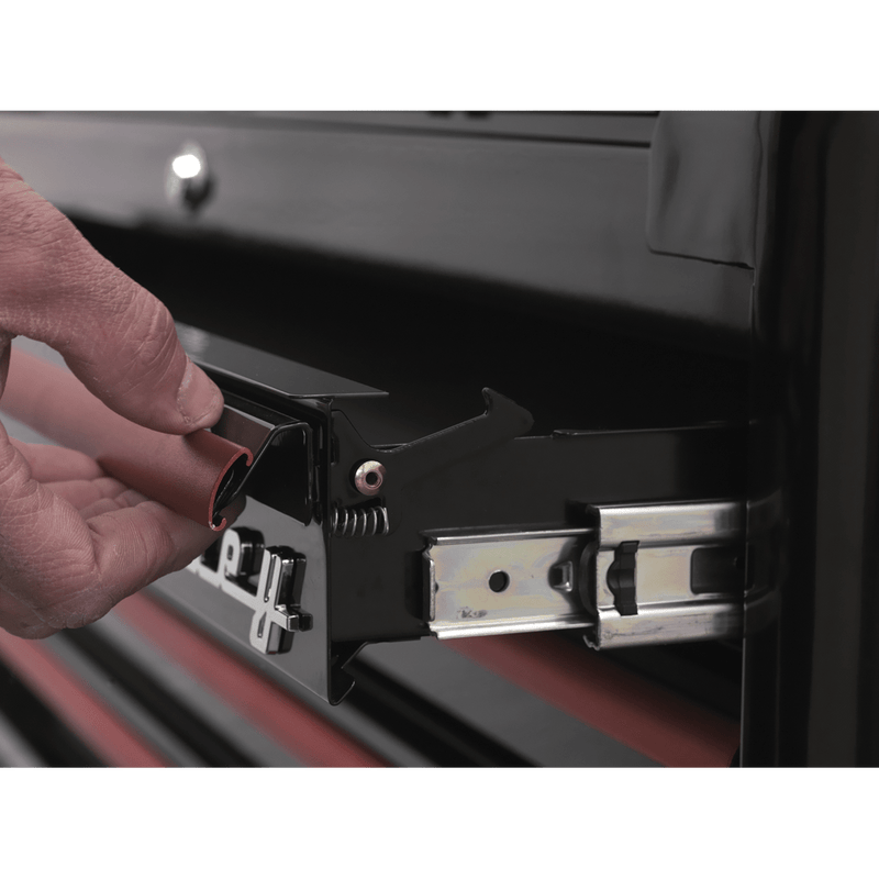 Sealey AP41206BR Premier™ Retro Style Wide Rollcab 6 Drawer - Black with Red Anodised Drawer Pulls - AP41206BR - Sealey Tools UK - Trade Counter Direct