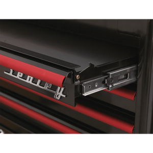 Sealey AP41206BR Premier™ Retro Style Wide Rollcab 6 Drawer - Black with Red Anodised Drawer Pulls - AP41206BR - Sealey Tools UK - Trade Counter Direct