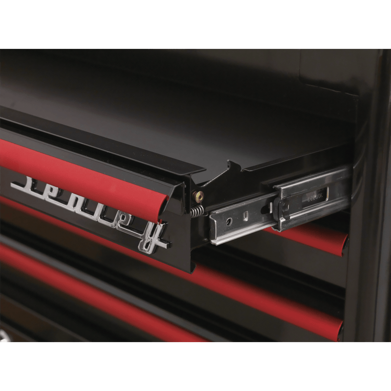 Sealey AP41206BR Premier™ Retro Style Wide Rollcab 6 Drawer - Black with Red Anodised Drawer Pulls - AP41206BR - Sealey Tools UK - Trade Counter Direct