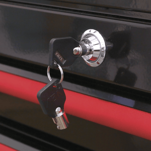 Sealey AP41206BR Premier™ Retro Style Wide Rollcab 6 Drawer - Black with Red Anodised Drawer Pulls - AP41206BR - Sealey Tools UK - Trade Counter Direct