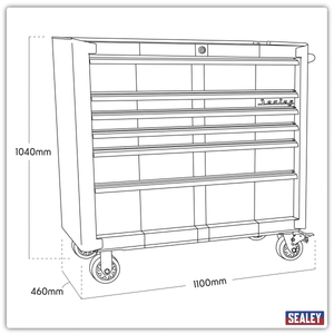 Sealey AP41206BWS Premier™ Retro Style Wide Rollcab 6 Drawer - Blue with White Stripes - AP41206BWS - Sealey Tools UK - Trade Counter Direct