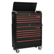 Sealey AP41COMBOBR Retro Style Extra - Wide Topchest & Rollcab Combination 10 Drawer - Black with Red Anodised Drawer Pull - AP41COMBOBR - Sealey Tools UK - Trade Counter Direct