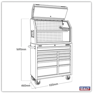 Sealey AP41HBESTACK Superline PRO® Hutch Toolbox & Rollcab Combo 1030mm 11 Drawer - AP41HBESTACK - Sealey Tools UK - Trade Counter Direct