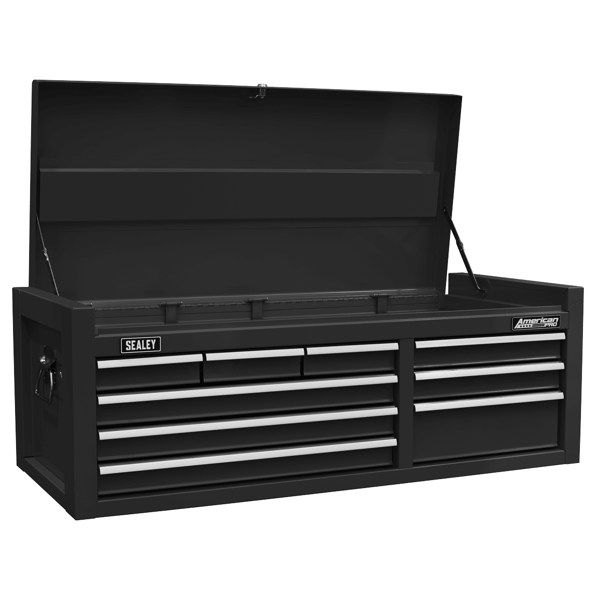 Sealey AP41STACKBCOMBO American PRO® Topchest & Rollcab Combination 15 Drawer with 117pc Tool Kit - Black - AP41STACKBCOMBO - Sealey Tools UK - Trade Counter Direct
