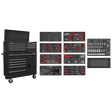 Sealey AP41STACKBCOMBO American PRO® Topchest & Rollcab Combination 15 Drawer with 117pc Tool Kit - Black - AP41STACKBCOMBO - Sealey Tools UK - Trade Counter Direct