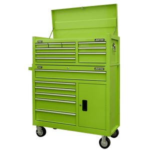 Sealey AP41STACKHV American PRO® Topchest & Rollcab Combination 15 Drawer - Green - AP41STACKHV - Sealey Tools UK - Trade Counter Direct
