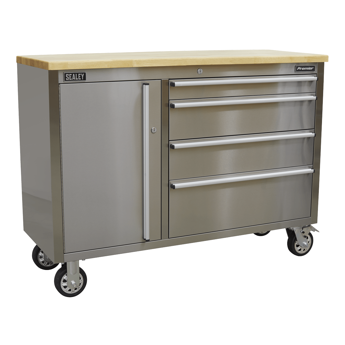 Sealey AP4804SS Mobile Stainless Steel Tool Cabinet 4 Drawer - AP4804SS - Sealey Tools UK - Trade Counter Direct