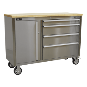 Sealey AP4804SS Mobile Stainless Steel Tool Cabinet 4 Drawer - AP4804SS - Sealey Tools UK - Trade Counter Direct