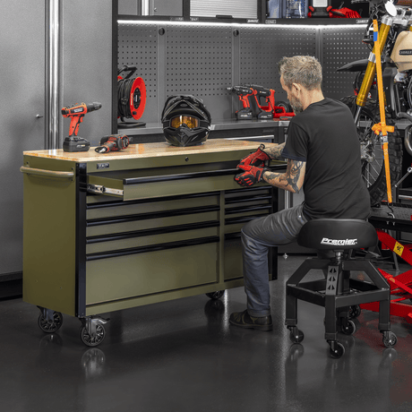 Sealey AP5210KBE Superline PRO® Mobile Trolley with Wooden Worktop & Power Bar 10 Drawer 1320mm - AP5210KBE - Sealey Tools UK - Trade Counter Direct