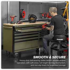 Sealey AP5210KBE Superline PRO® Mobile Trolley with Wooden Worktop & Power Bar 10 Drawer 1320mm - AP5210KBE - Sealey Tools UK - Trade Counter Direct