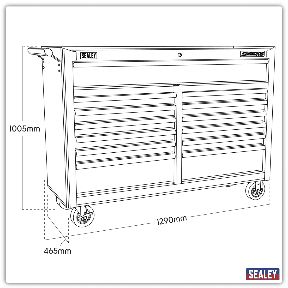Sealey AP5213T Superline PRO® Rollcab 13 Drawer - Red - AP5213T - Sealey Tools UK - Trade Counter Direct